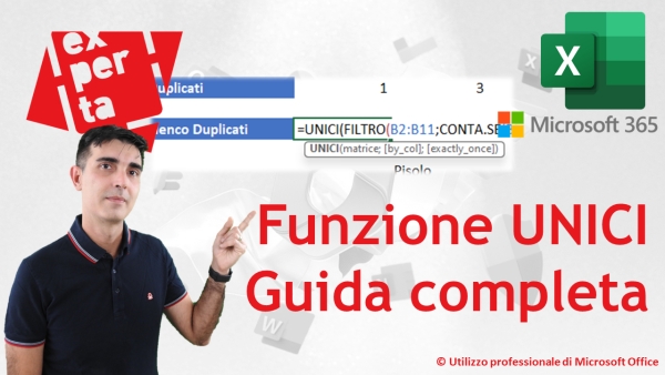 EXCEL 365 &ndash; TRUCCHI E SEGRETI: Nuova sfida: I dati duplicati &ndash; i segreti della funzione UNICI