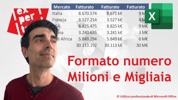 EXCEL - TRUCCHI E SEGRETI: Formato numero personalizzato: Milioni e Migliaia